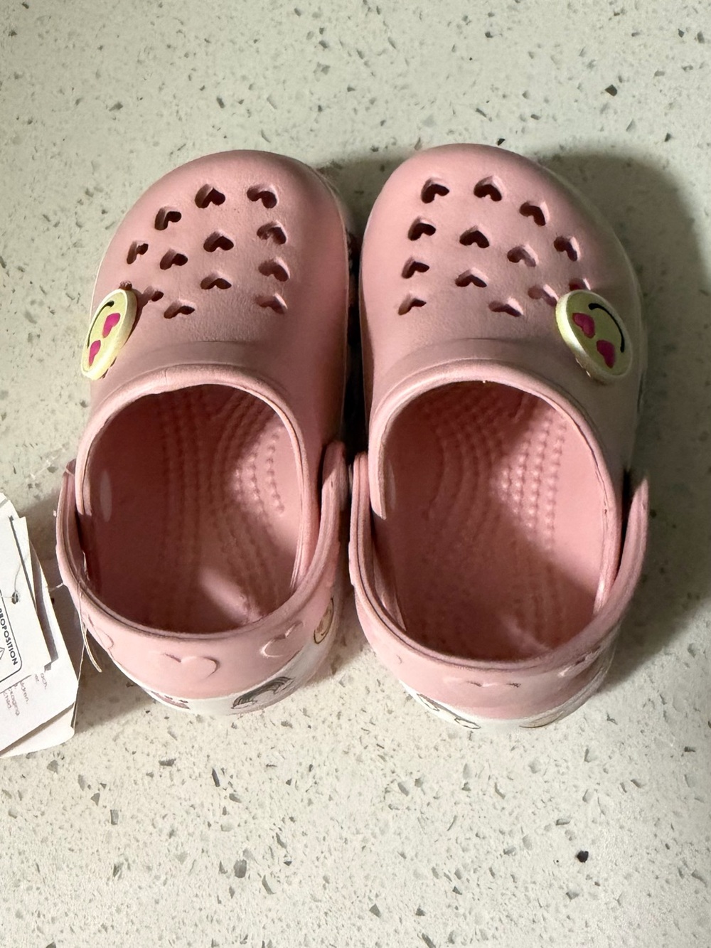 Kids Pink Heart-Detail Slip-On Clog with Smile Charm - Picture 3 of 4